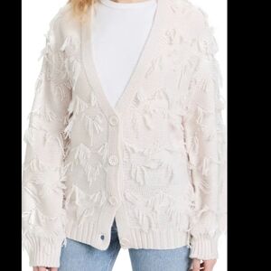 525 America 525 Fringe Cardigan Sweater In Bare‎ Ivory